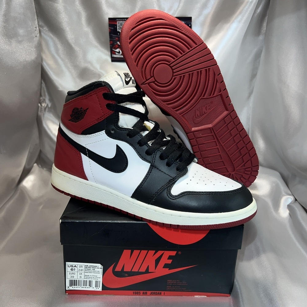 Jordan 1 Retro High OG BG Size 6.5 White/Black-Varsity Red 575441-125 | Preloved